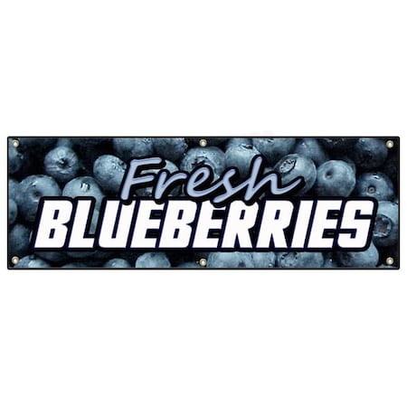 FRESH BLUEBERRIES BANNER SIGN Fruit Stand Cart New